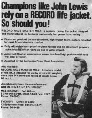 Champions like John Lewis rely on RECORD life Jacket. So should you ! Advertisement
